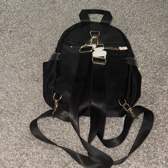 Sleek Black Backpack with Gold Zippers - Picture 7 of 10